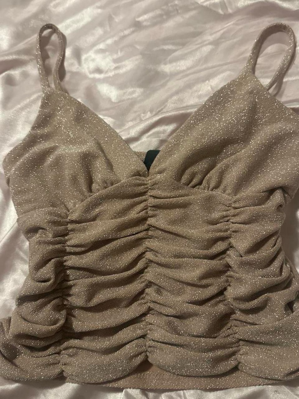 Wild fable Sparkle Ruched Camisole Tank Top - Champagne